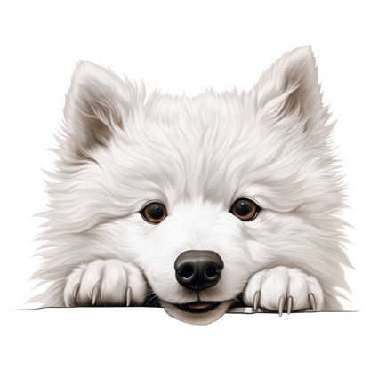 White Dog Samoyed Cute Face Vinyl Sticker Decal