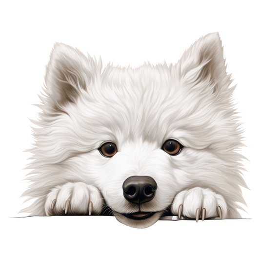 White Dog Samoyed Cute Face Vinyl Sticker Decal