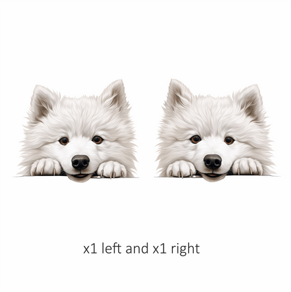 White Dog Samoyed Cute Face Vinyl Sticker Decal