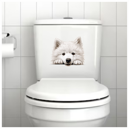 White Dog Samoyed Cute Face Vinyl Sticker Decal