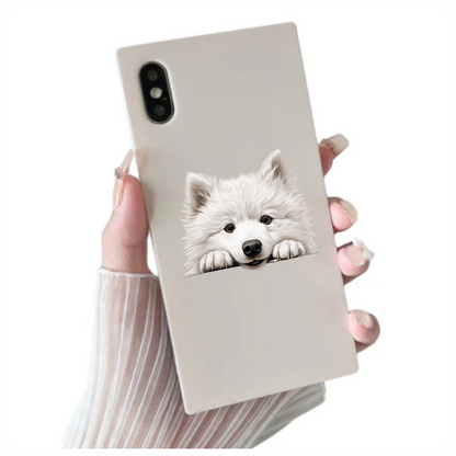 White Dog Samoyed Cute Face Vinyl Sticker Decal