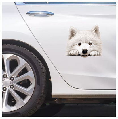 White Dog Samoyed Cute Face Vinyl Sticker Decal