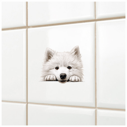 White Dog Samoyed Cute Face Vinyl Sticker Decal
