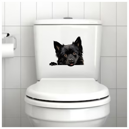 Black Dog Cute Face Cartoon Vinyl Sticker Decal