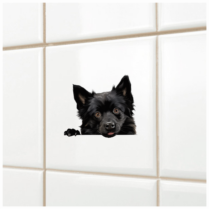 Black Dog Cute Face Cartoon Vinyl Sticker Decal
