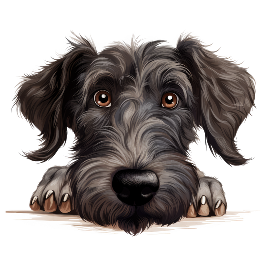Black Dog Terrier Cartoon Face Vinyl Sticker Decal