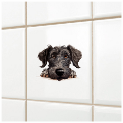 Black Dog Terrier Cartoon Face Vinyl Sticker Decal
