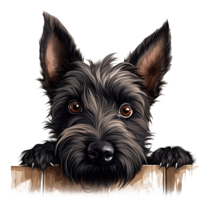 Black Dog Terrier Fence Looking Vinyl Sticker Decal