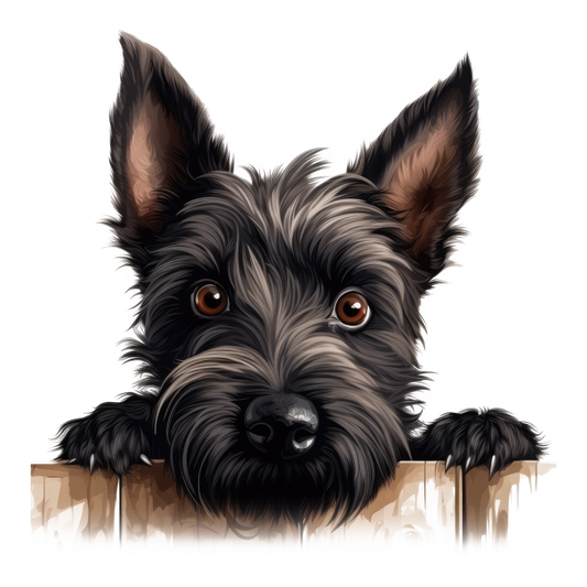 Black Dog Terrier Fence Looking Vinyl Sticker Decal