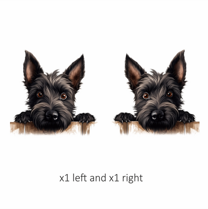 Black Dog Terrier Fence Looking Vinyl Sticker Decal