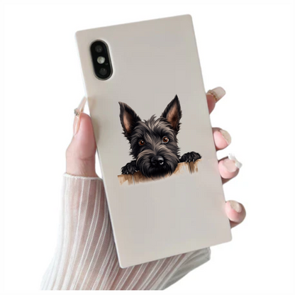 Black Dog Terrier Fence Looking Vinyl Sticker Decal
