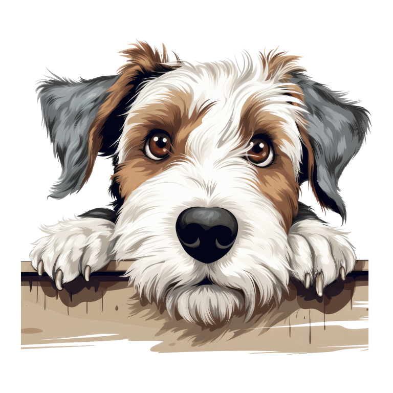 Brown White Dog Terrier Fence Vinyl Sticker Decal