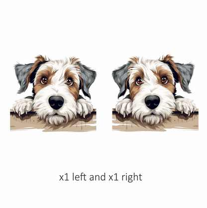 Brown White Dog Terrier Fence Vinyl Sticker Decal