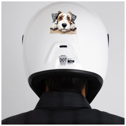 Brown White Dog Terrier Fence Vinyl Sticker Decal