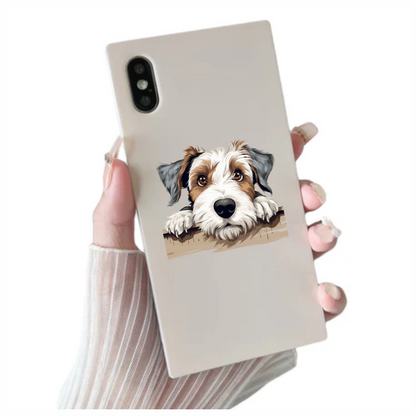 Brown White Dog Terrier Fence Vinyl Sticker Decal