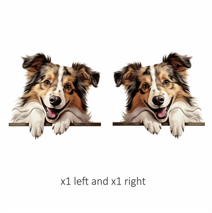 Brown White Dog Collie Smiling Vinyl Sticker Decal