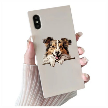 Brown White Dog Collie Smiling Vinyl Sticker Decal