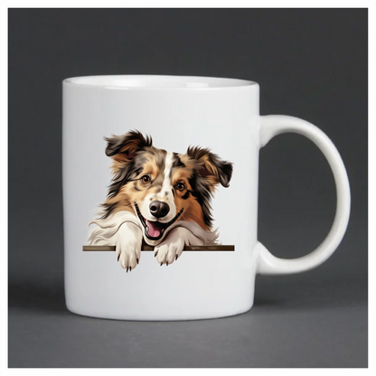 Brown White Dog Collie Smiling Vinyl Sticker Decal