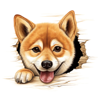Brown Dog Shiba Inu Smiling Face Vinyl Sticker Decal