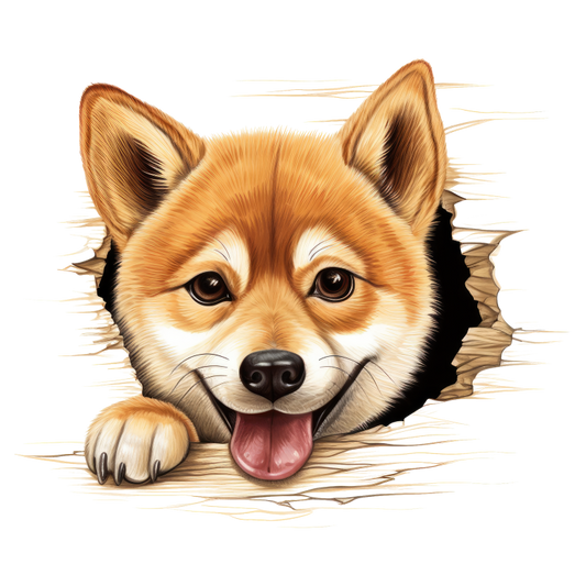 Brown Dog Shiba Inu Smiling Face Vinyl Sticker Decal