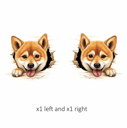 Brown Dog Shiba Inu Smiling Face Vinyl Sticker Decal