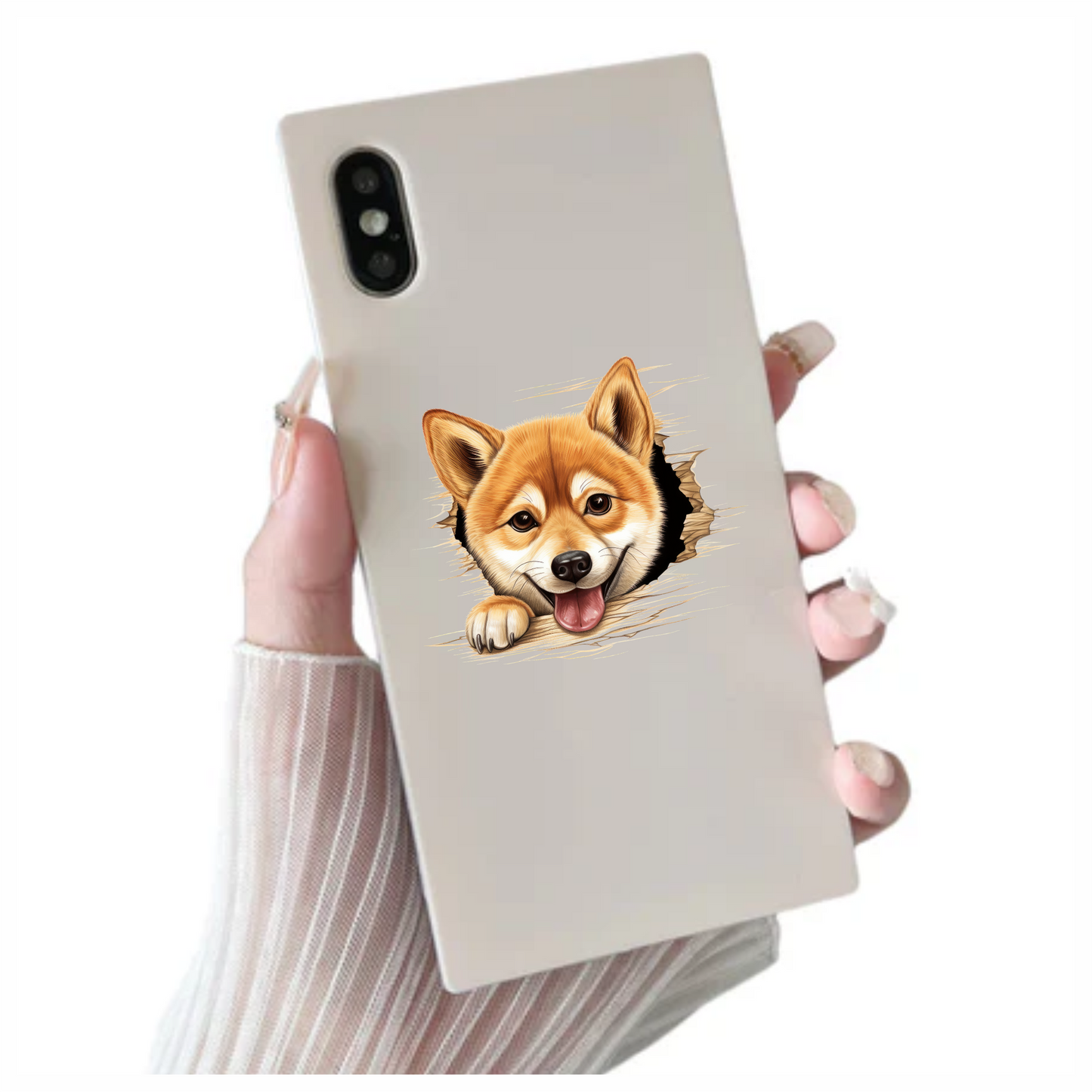 Brown Dog Shiba Inu Smiling Face Vinyl Sticker Decal