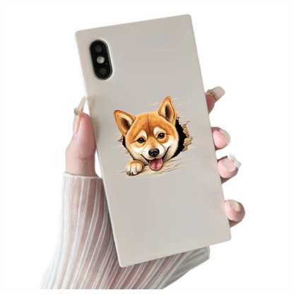 Brown Dog Shiba Inu Smiling Face Vinyl Sticker Decal