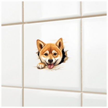 Brown Dog Shiba Inu Smiling Face Vinyl Sticker Decal