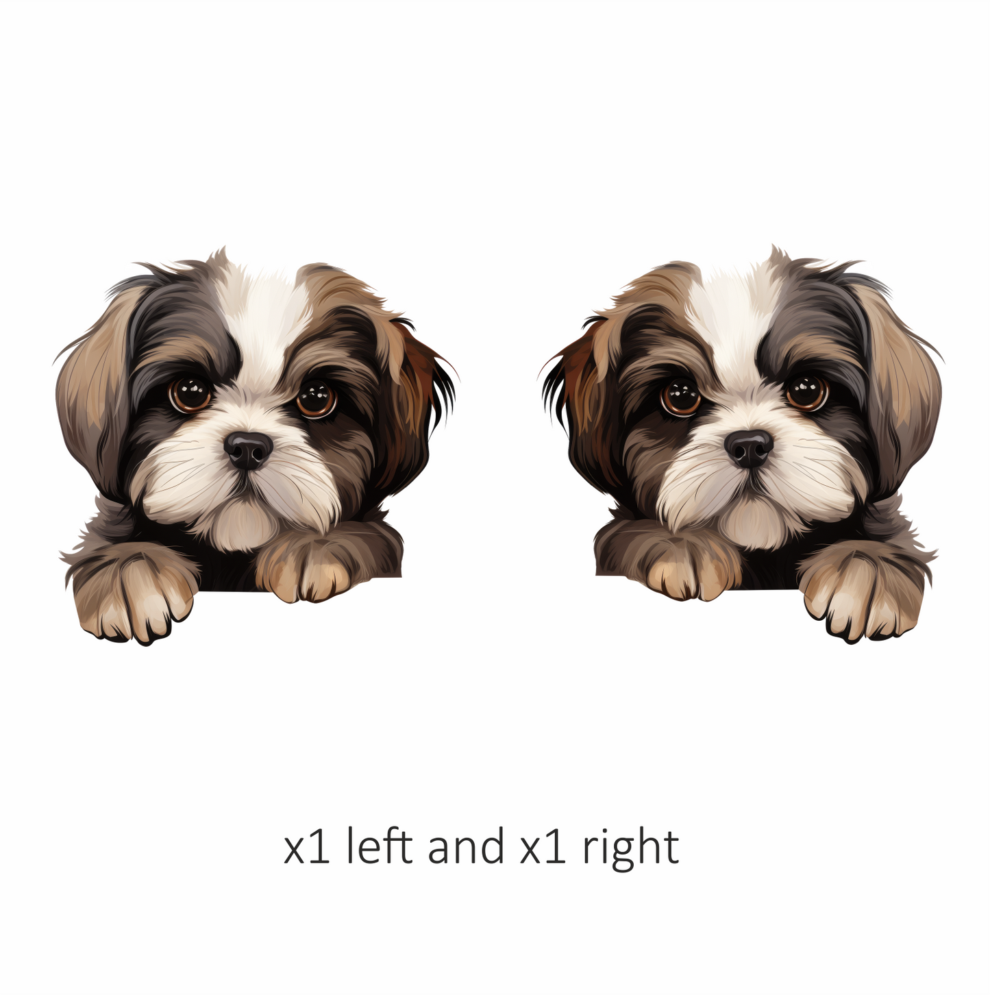 Brown White Dog ShihTzu Puppy Vinyl Sticker Decal