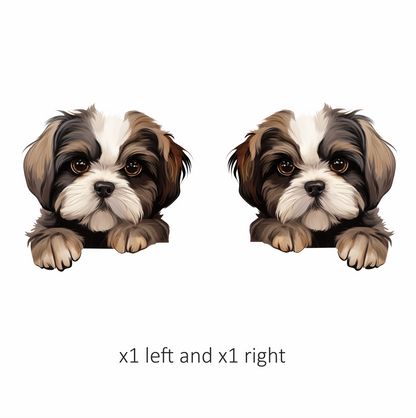 Brown White Dog ShihTzu Puppy Vinyl Sticker Decal