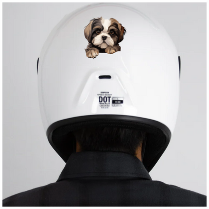Brown White Dog ShihTzu Puppy Vinyl Sticker Decal