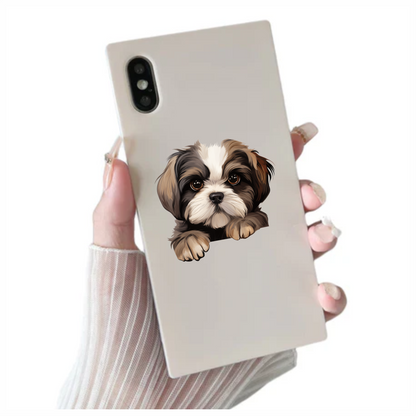 Brown White Dog ShihTzu Puppy Vinyl Sticker Decal