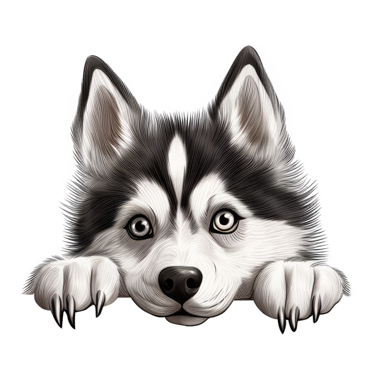 Black White Husky Dog Cute Vinyl Sticker Decal