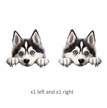 Black White Husky Dog Cute Vinyl Sticker Decal