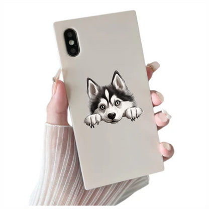 Black White Husky Dog Cute Vinyl Sticker Decal