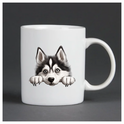 Black White Husky Dog Cute Vinyl Sticker Decal