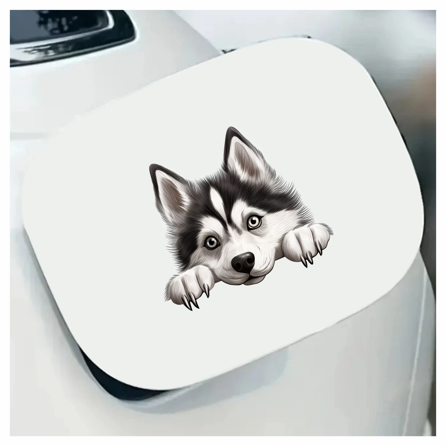Black White Husky Dog Cute Vinyl Sticker Decal