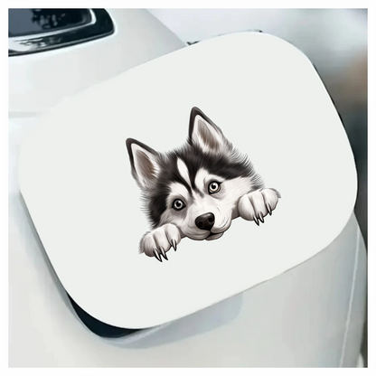 Black White Husky Dog Cute Vinyl Sticker Decal