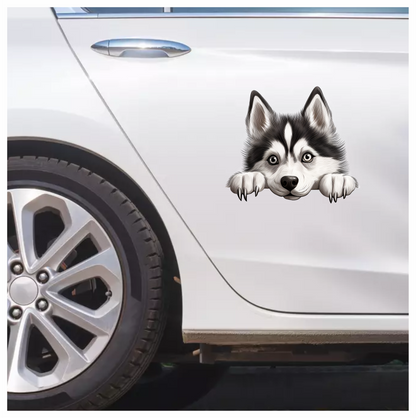 Black White Husky Dog Cute Vinyl Sticker Decal