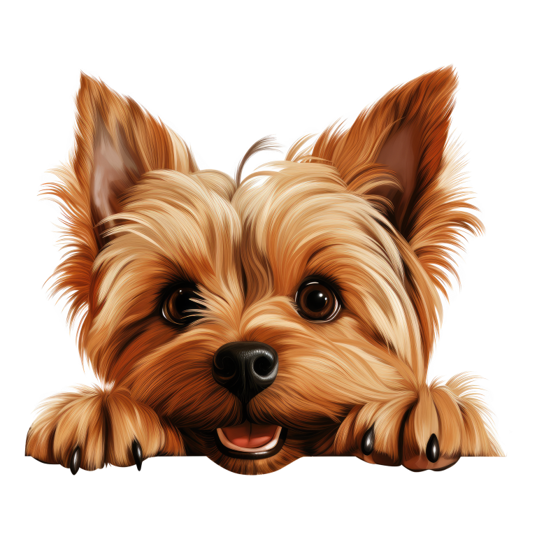 Brown Cute Dog Yorkshire Terrier Smiling Vinyl Sticker Decal