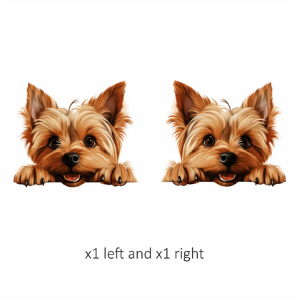 Brown Cute Dog Yorkshire Terrier Smiling Vinyl Sticker Decal