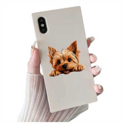 Brown Cute Dog Yorkshire Terrier Smiling Vinyl Sticker Decal