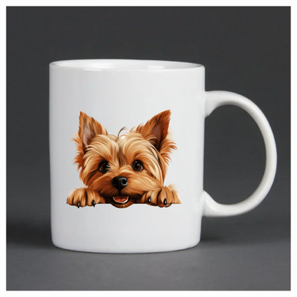 Brown Cute Dog Yorkshire Terrier Smiling Vinyl Sticker Decal