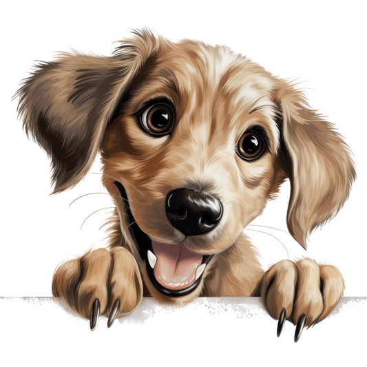 Brown Dog Puppy Cartoon Happy Vinyl Sticker Decal