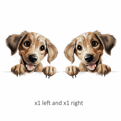 Brown Dog Puppy Cartoon Happy Vinyl Sticker Decal