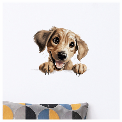 Brown Dog Puppy Cartoon Happy Vinyl Sticker Decal