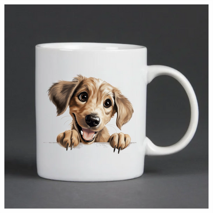 Brown Dog Puppy Cartoon Happy Vinyl Sticker Decal