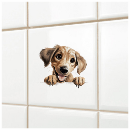 Brown Dog Puppy Cartoon Happy Vinyl Sticker Decal