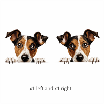 Brown White Dog JackRussell Curious Vinyl Sticker Decal