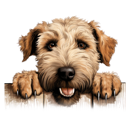 Brown Dog Terrier Fence Happy Vinyl Sticker Decal
